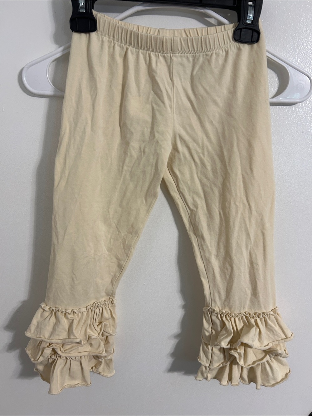 Mustard Pie Cream Ruffle Hem Leggings